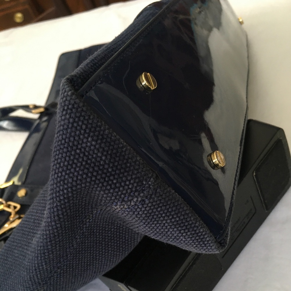 TORY BURCH Vintage Janey Tote Navy Blue - Picture 6 of 9